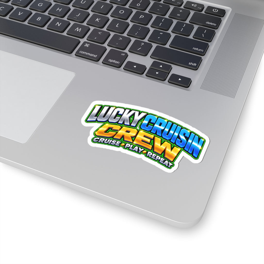 Lucky Cruisin Crew Sticker — 'Cruise • Play • Repeat' Kiss-Cut Laptop/Waterproof Sticker