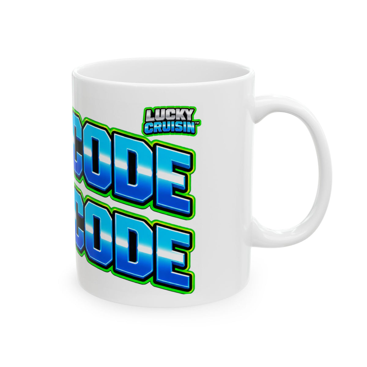 Heat Core Ceramic Mug — Bold Retro Gradient Text Coffee Cup (11oz, 15oz)