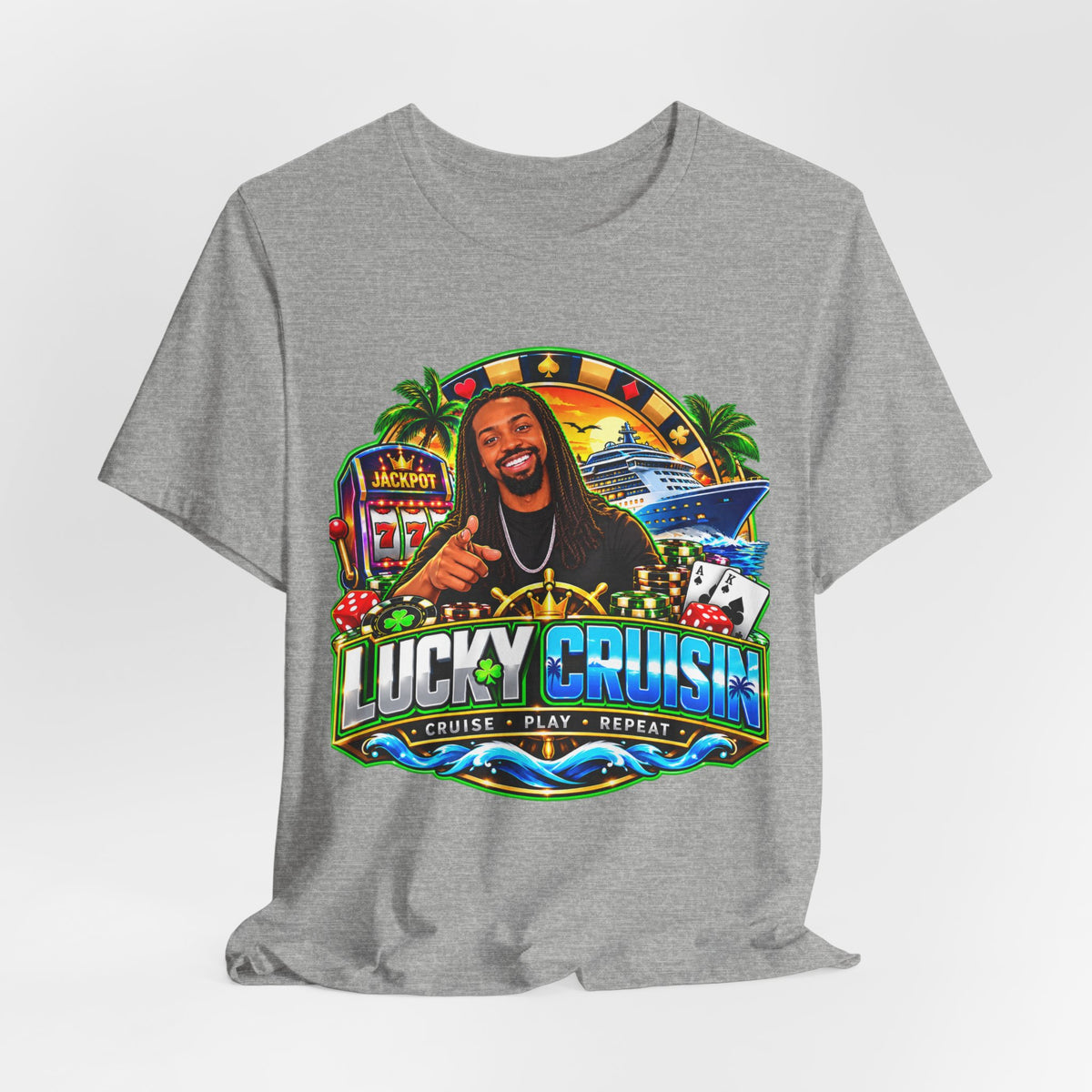 Lucky Cruisin' Tee — Casino Cruise Vacation Graphic Shirt