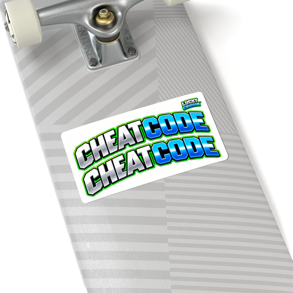 Cheat Code Vinyl Sticker — Retro Gamer Logo Kiss-Cut Laptop Decal