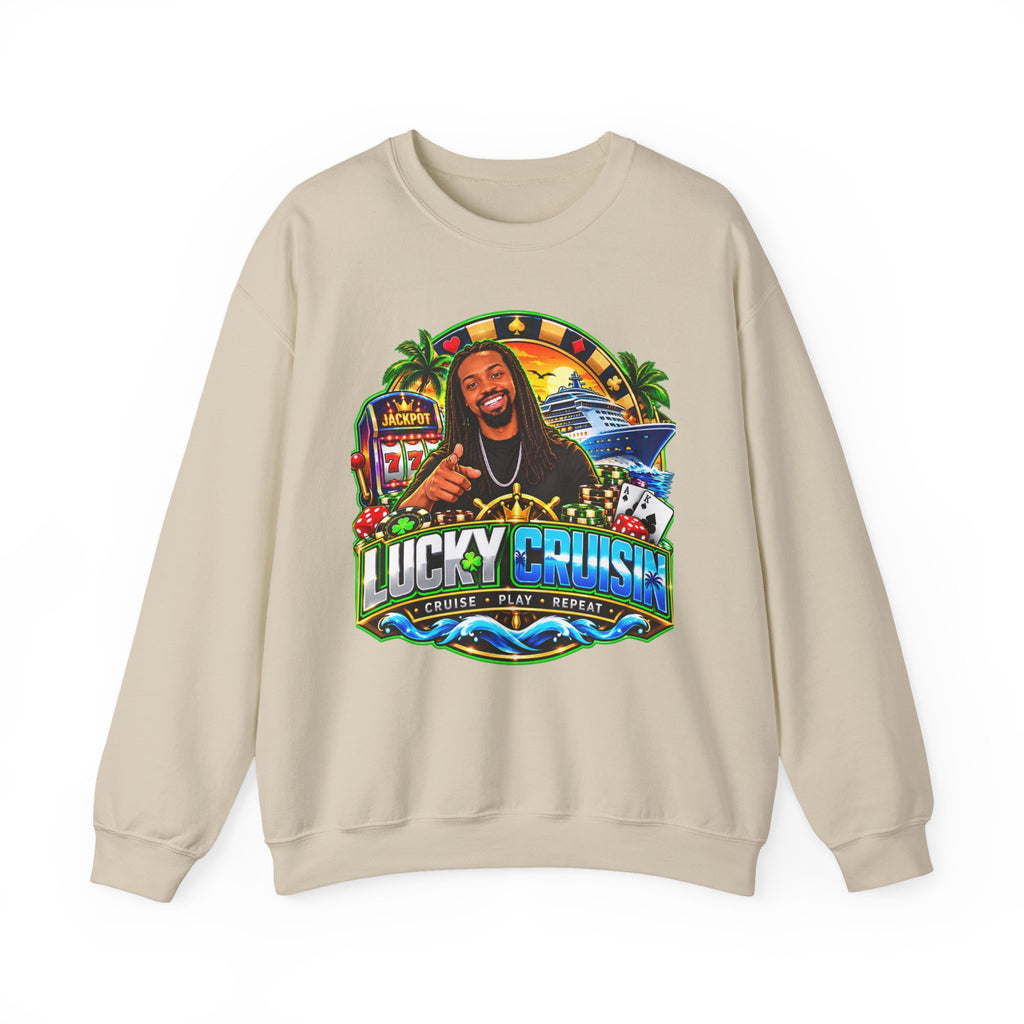 Lucky Cruise Crewneck Sweatshirt — Vibrant Casino Cruise Graphic
