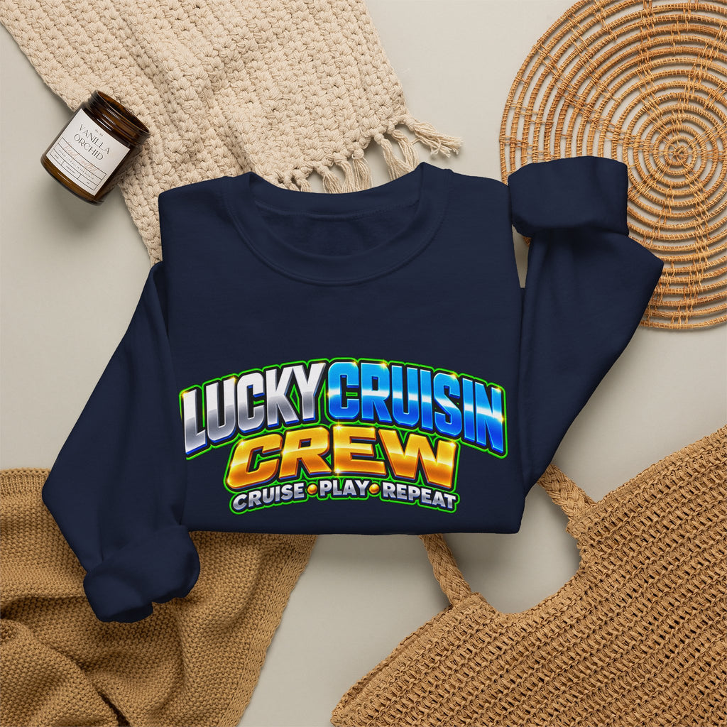 Crewneck Sweatshirt - "Lucky Cruisin' Crew" Graphic (Cruise • Play • Repeat)
