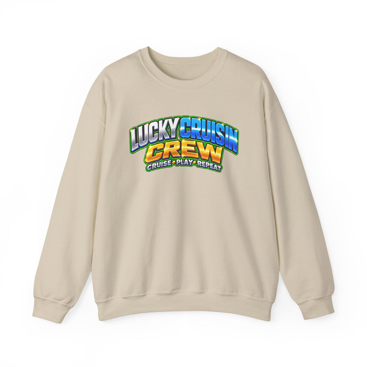 Crewneck Sweatshirt - "Lucky Cruisin' Crew" Graphic (Cruise • Play • Repeat)
