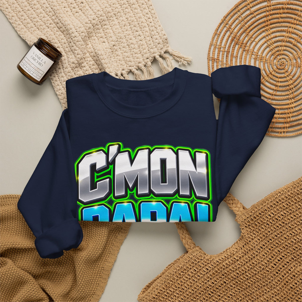 C'Mon Papa! Crewneck Sweatshirt — Bold Retro Graphic Dad Pullover