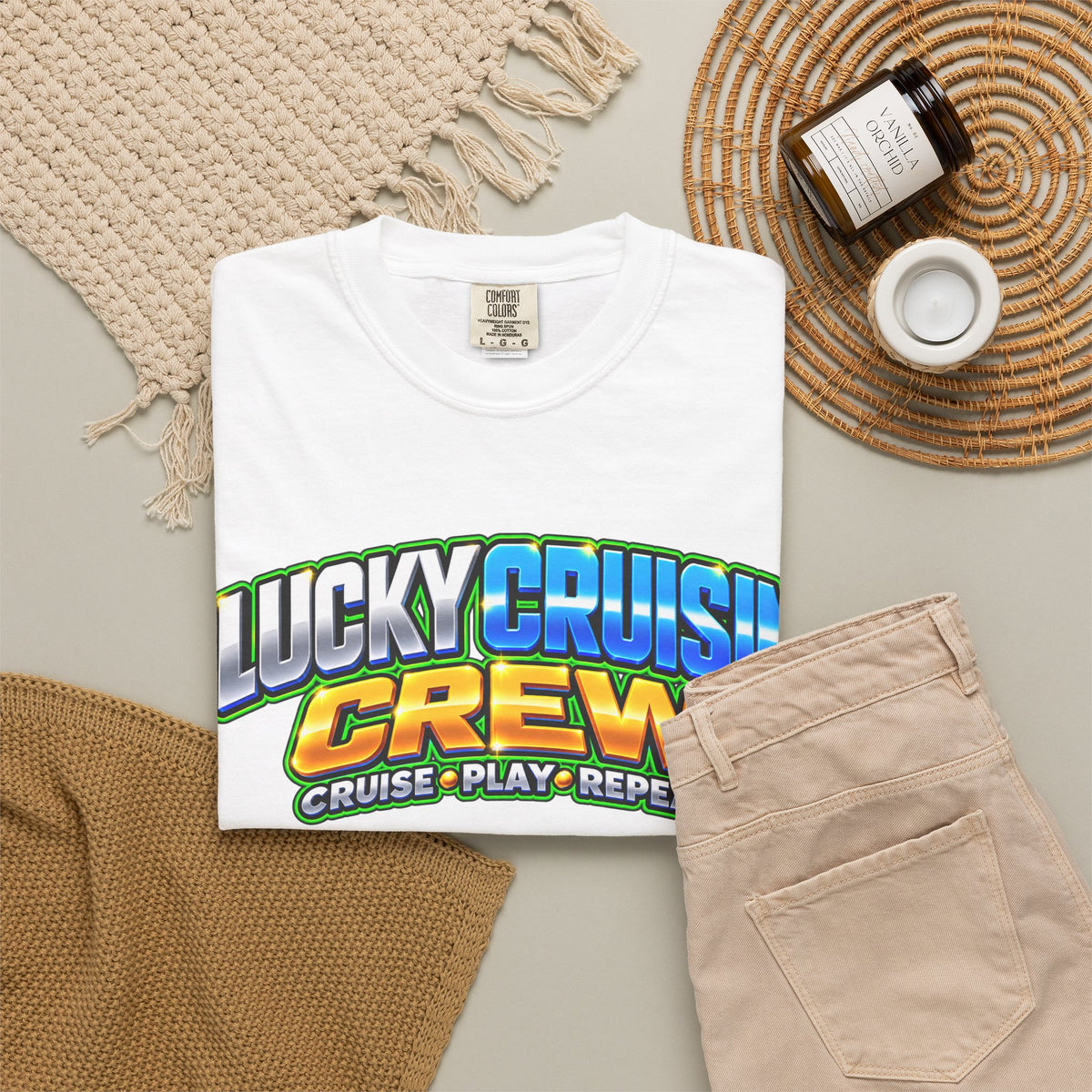 Lucky Cruisin Crew T-Shirt — "Cruise • Play • Repeat" Graphic Tee