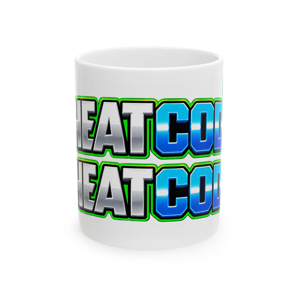 Heat Core Ceramic Mug — Bold Retro Gradient Text Coffee Cup (11oz, 15oz)