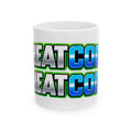 Heat Core Ceramic Mug — Bold Retro Gradient Text Coffee Cup (11oz, 15oz)