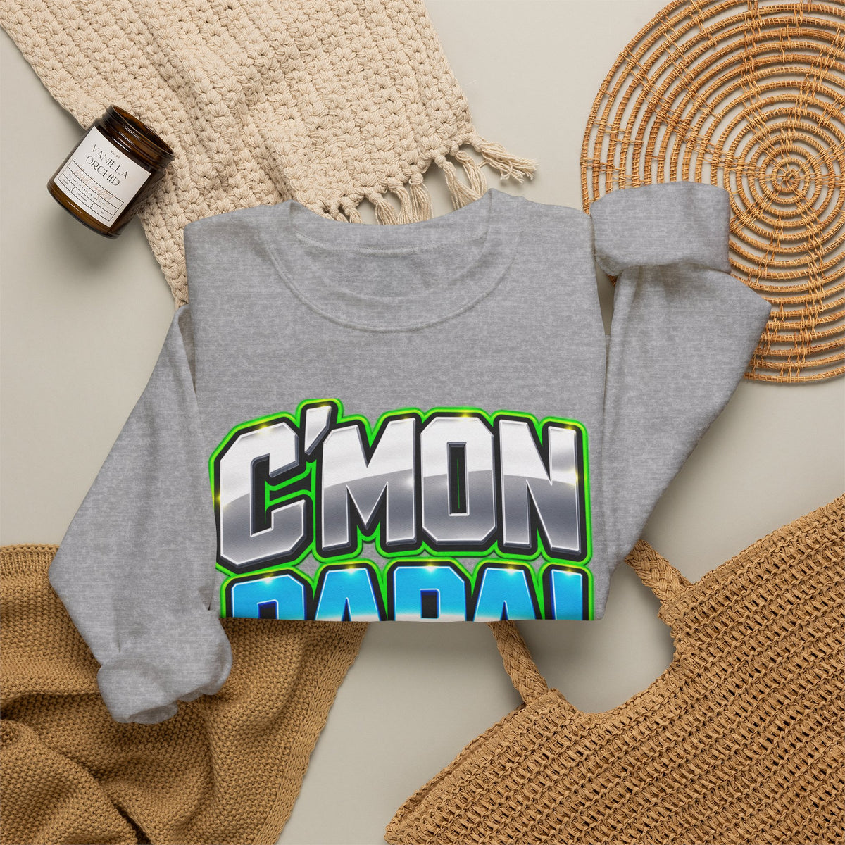 C'Mon Papa! Crewneck Sweatshirt — Bold Retro Graphic Dad Pullover