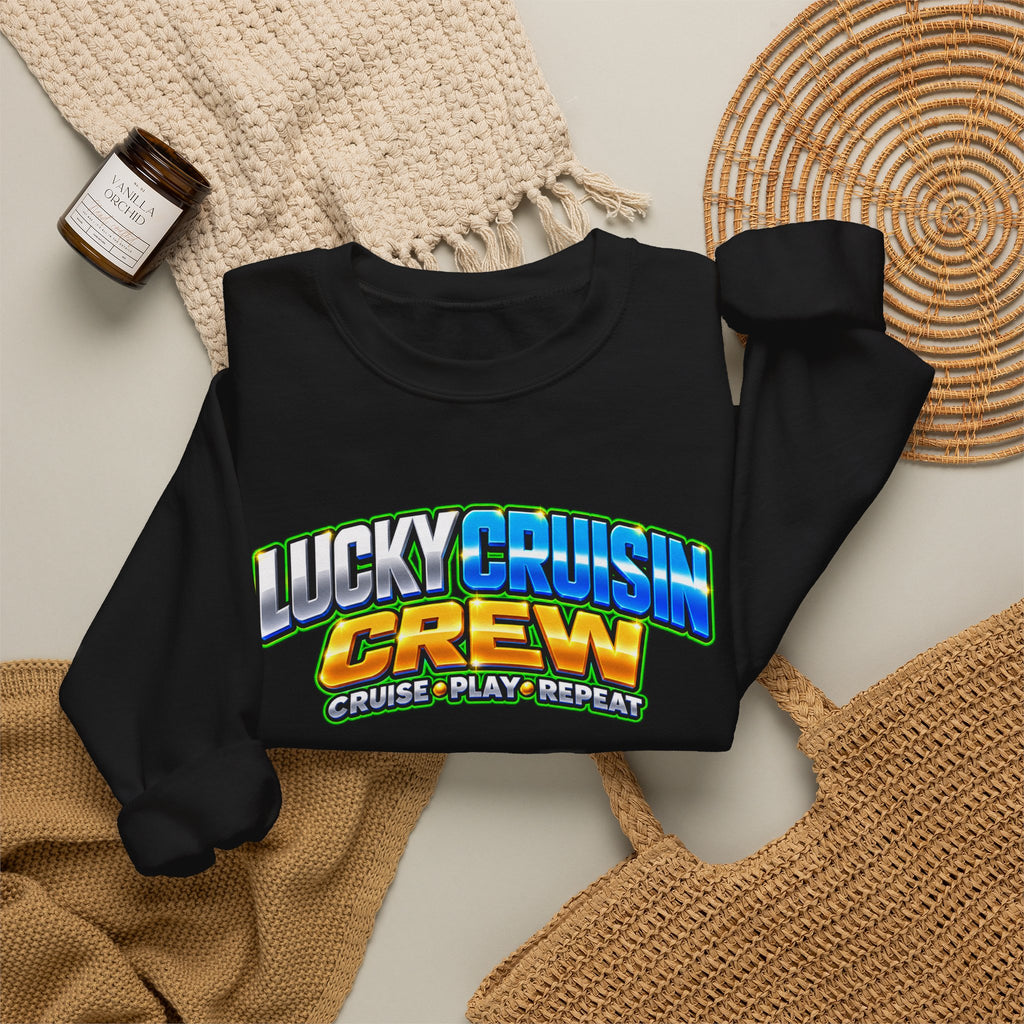 Crewneck Sweatshirt - "Lucky Cruisin' Crew" Graphic (Cruise • Play • Repeat)