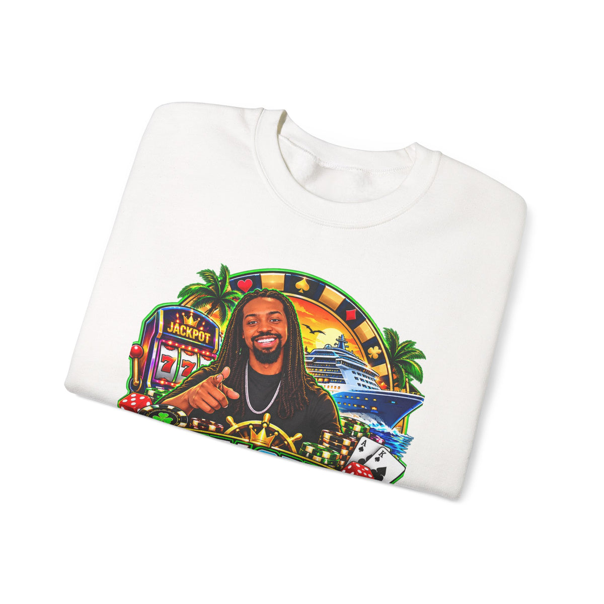Lucky Cruise Crewneck Sweatshirt — Vibrant Casino Cruise Graphic