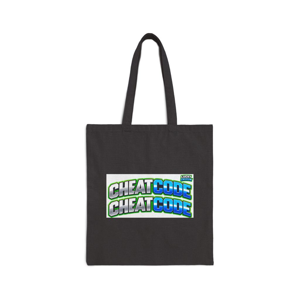 Cheat Code Retro Logo Tote Bag — Gamer Canvas Grocery & Book Tote