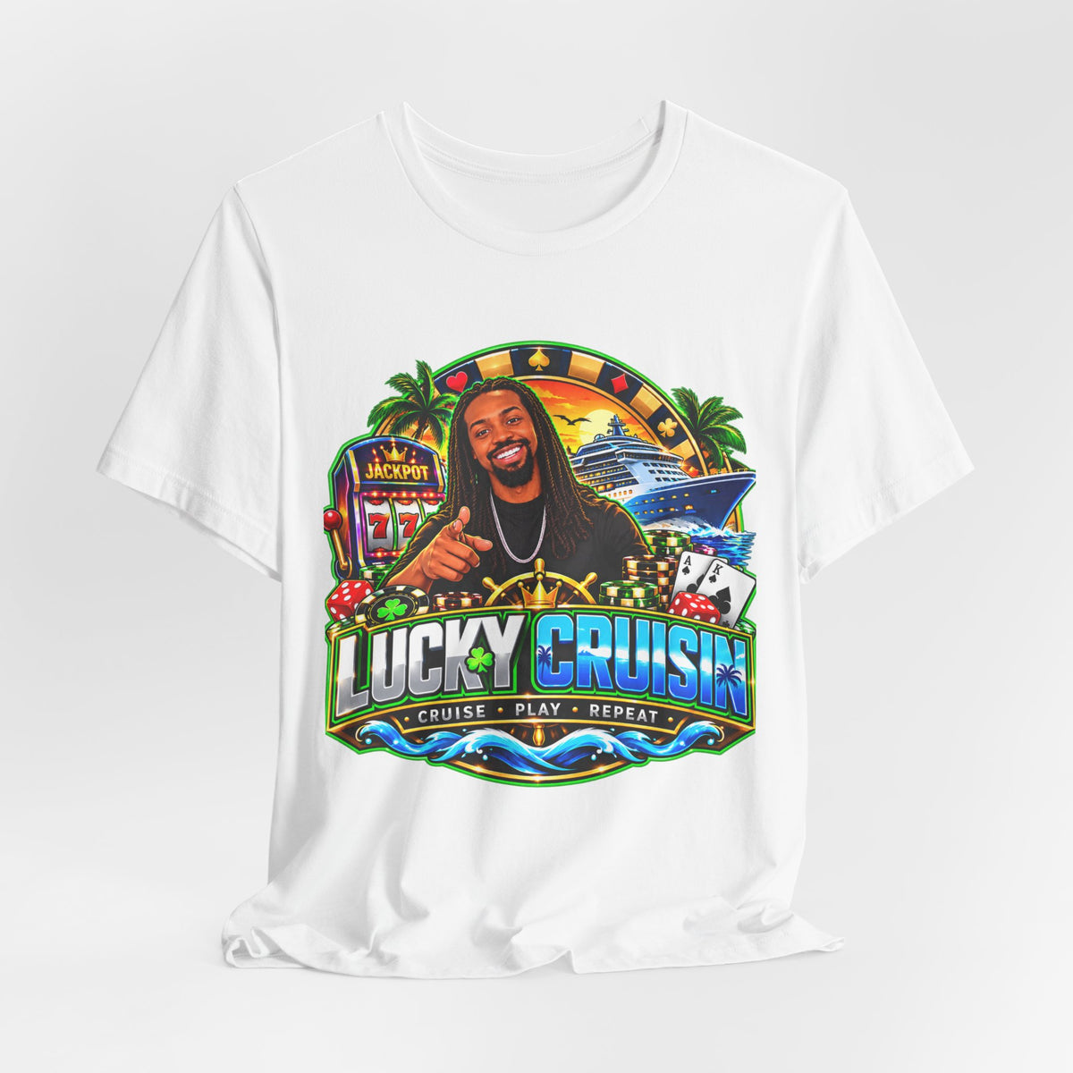 Lucky Cruisin' Tee — Casino Cruise Vacation Graphic Shirt
