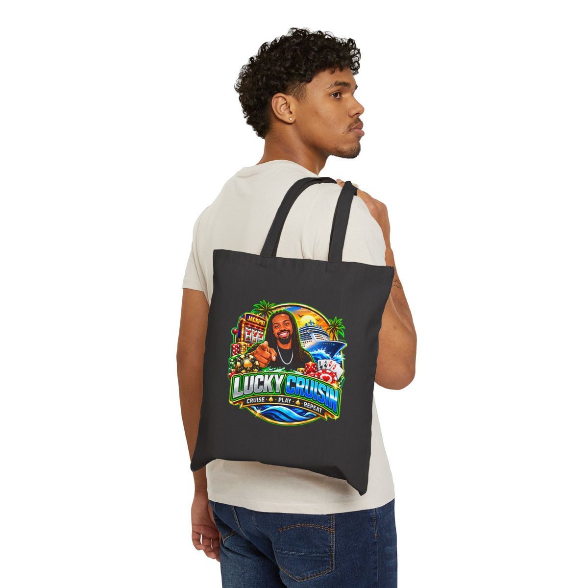 Lucky Cruisin' Tote Bag — Cruise Vacation Canvas Shopper