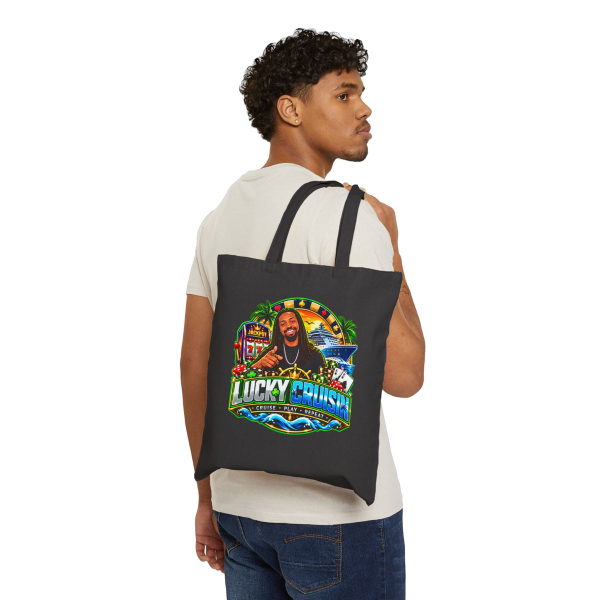 Lucky Cruise Tote Bag - Casino Cruise Vacation Canvas Shopper