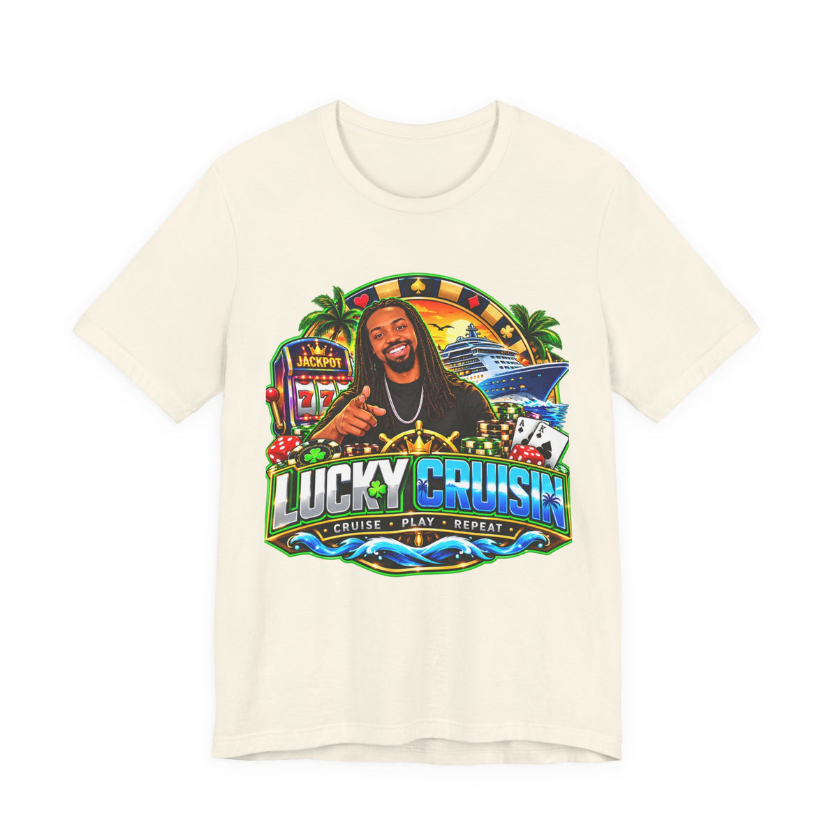 Lucky Cruisin' Tee — Casino Cruise Vacation Graphic Shirt