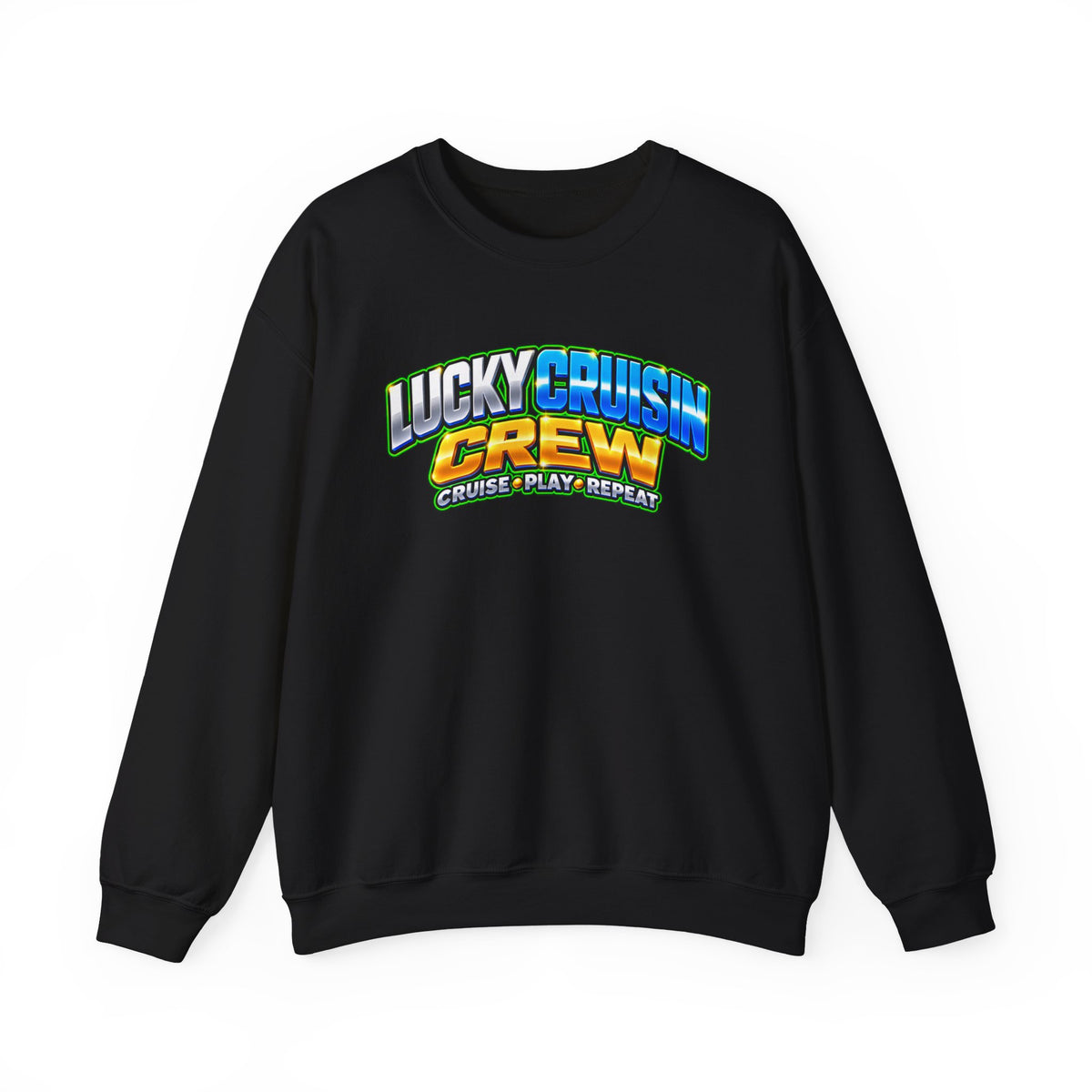Crewneck Sweatshirt - "Lucky Cruisin' Crew" Graphic (Cruise • Play • Repeat)