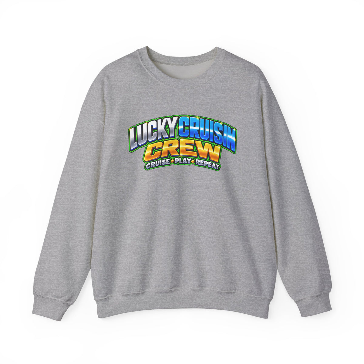 Crewneck Sweatshirt - "Lucky Cruisin' Crew" Graphic (Cruise • Play • Repeat)