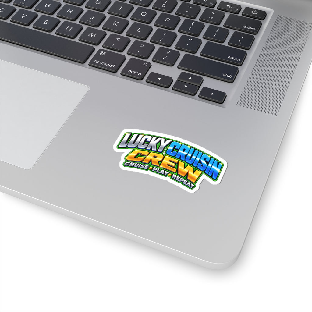 Lucky Cruisin Crew Sticker — 'Cruise • Play • Repeat' Kiss-Cut Laptop/Waterproof Sticker