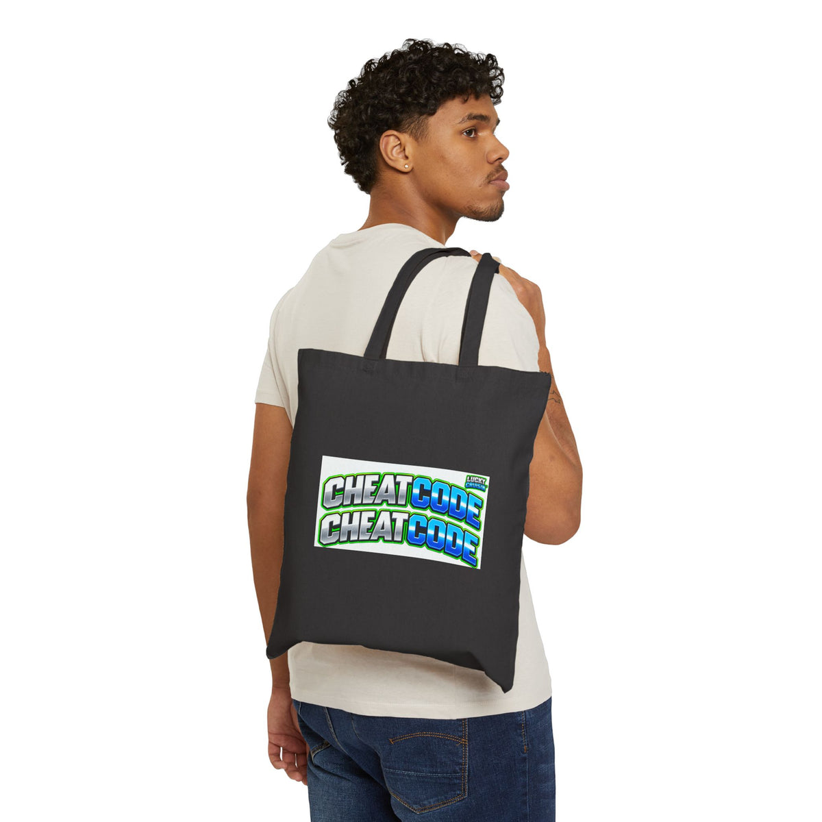 Cheat Code Retro Logo Tote Bag — Gamer Canvas Grocery & Book Tote