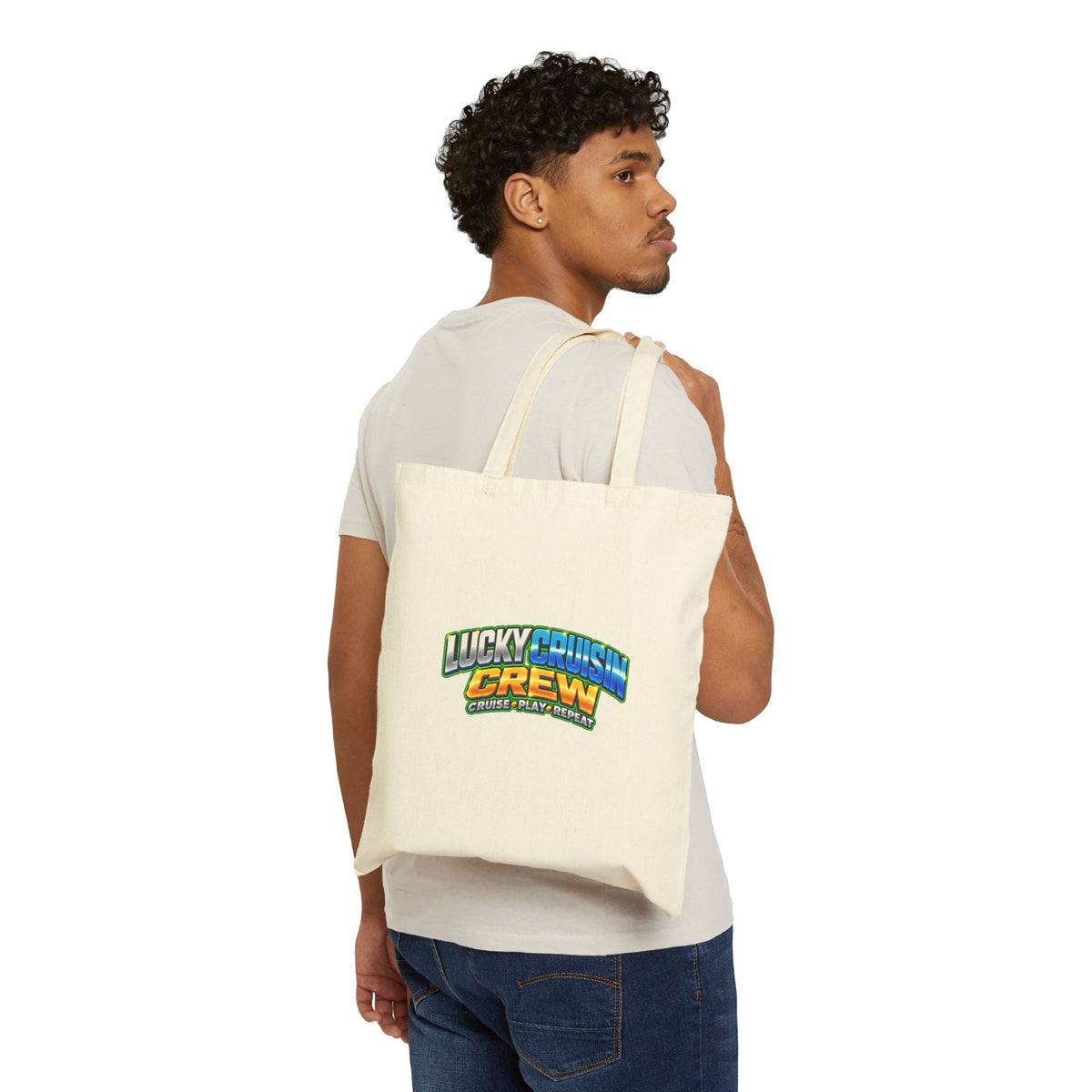 Lucky Cruise Crew Canvas Tote Bag — Nautical Travel Beach Reusable Shopper