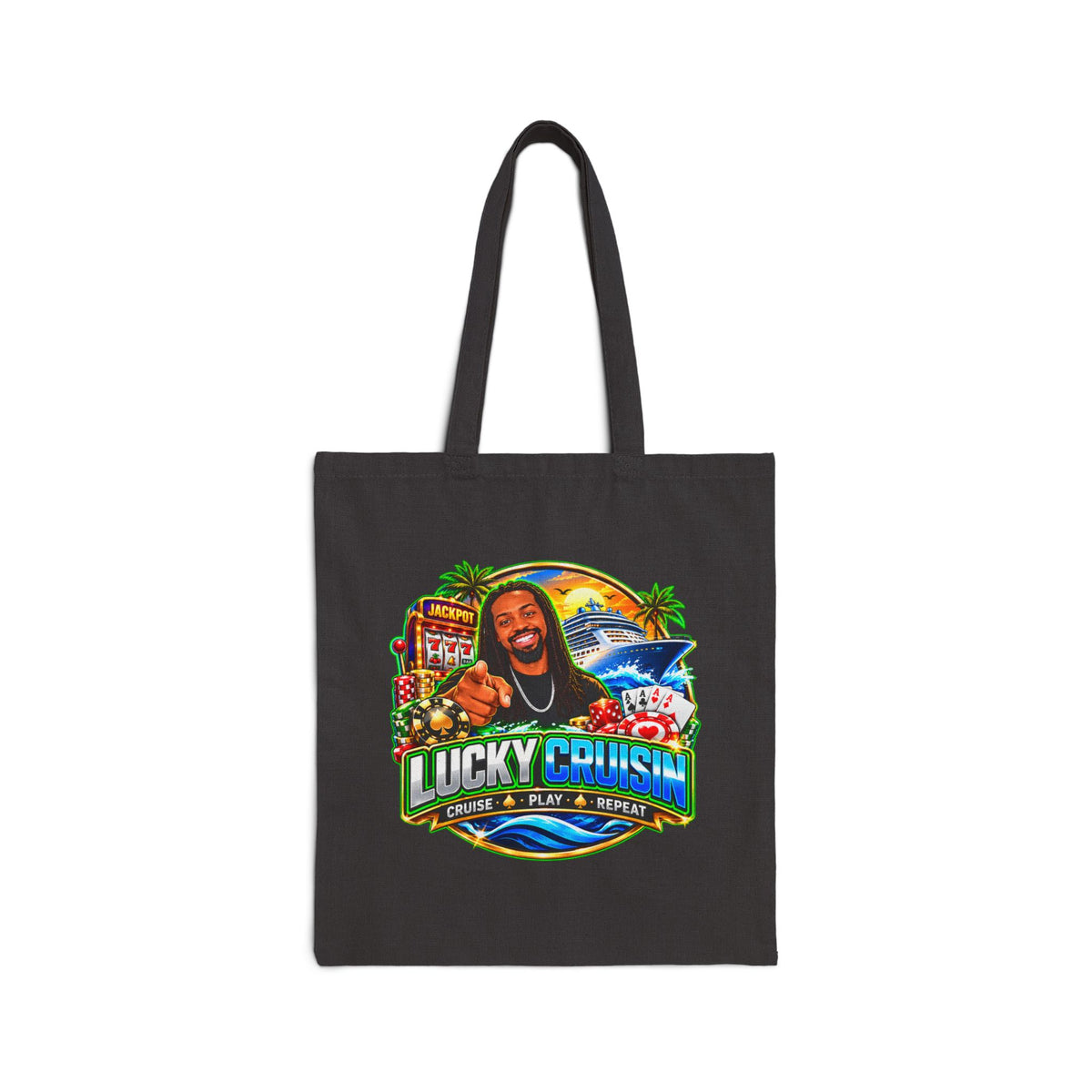 Lucky Cruisin' Tote Bag — Cruise Vacation Canvas Shopper