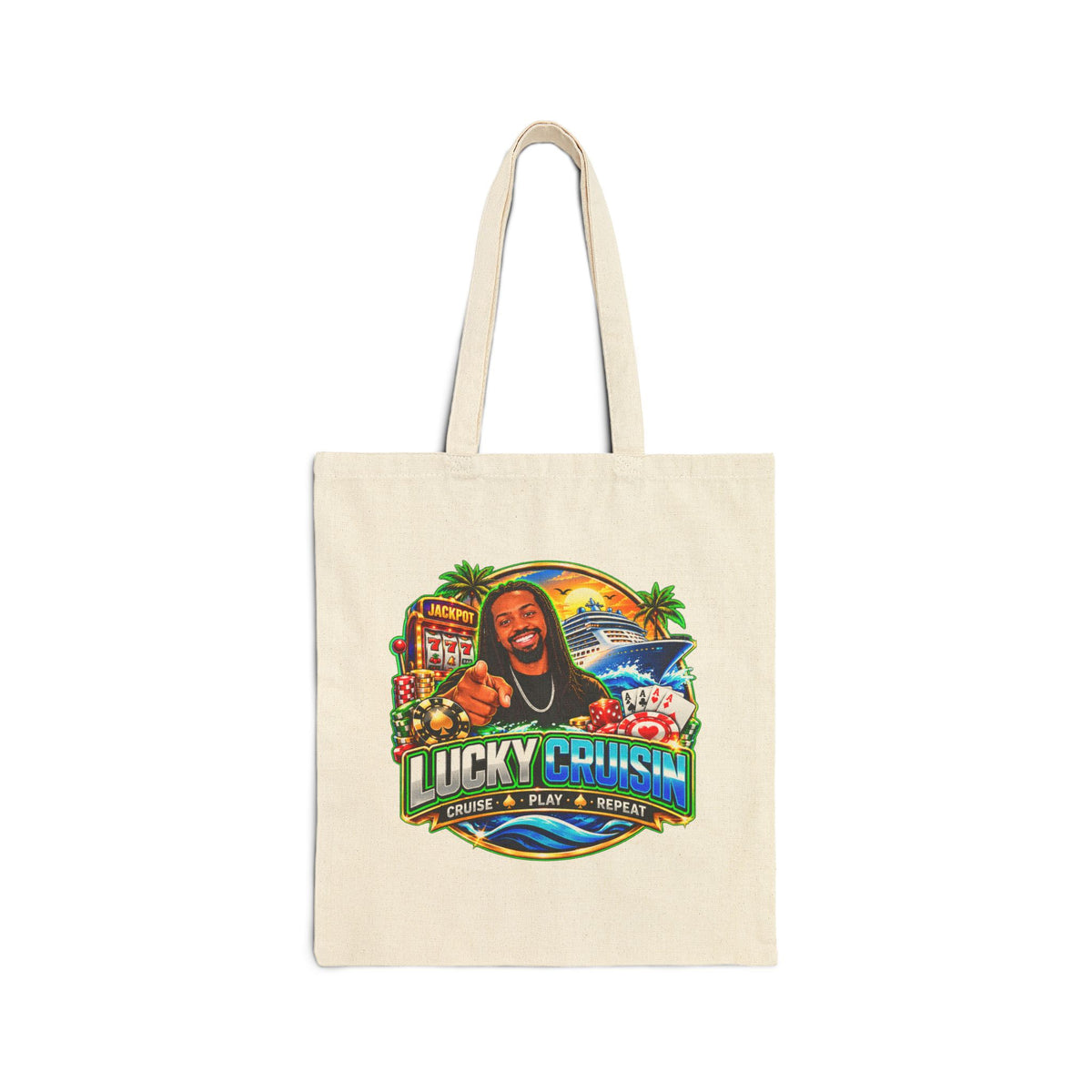 Lucky Cruisin' Tote Bag — Cruise Vacation Canvas Shopper