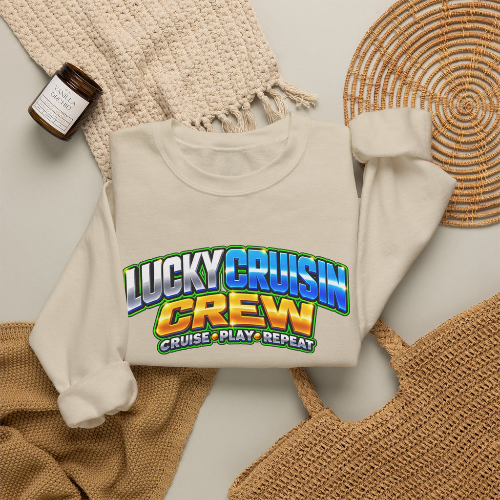 Crewneck Sweatshirt - "Lucky Cruisin' Crew" Graphic (Cruise • Play • Repeat)