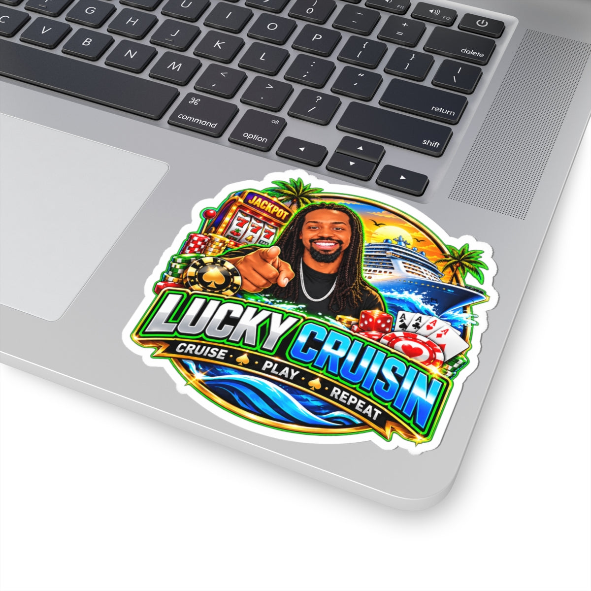 Lucky Cruisin’ Cruise Vacation Casino Kiss-Cut Sticker