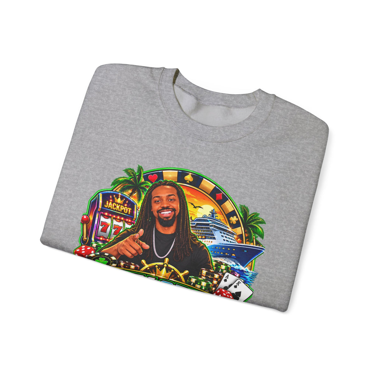 Lucky Cruise Crewneck Sweatshirt — Vibrant Casino Cruise Graphic
