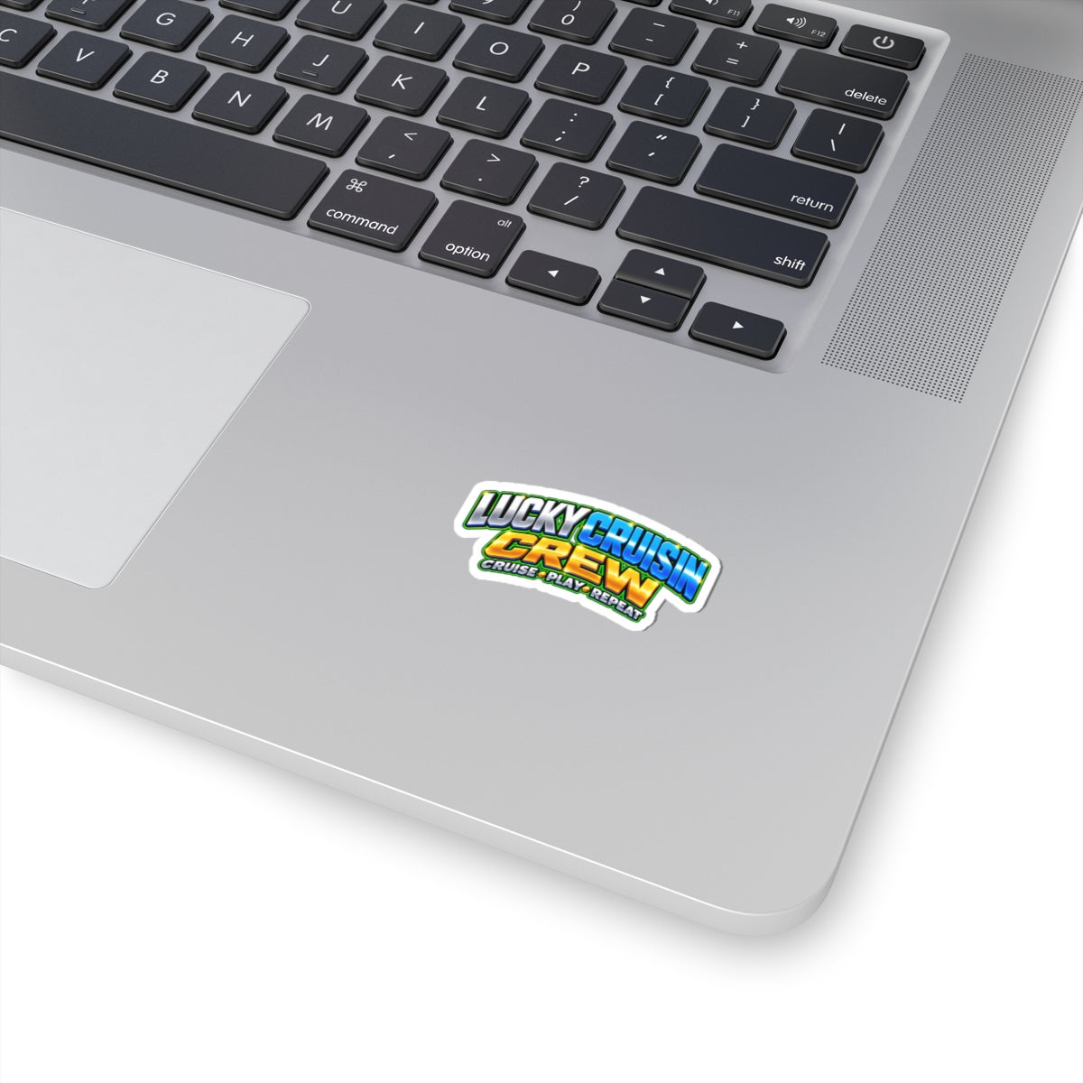 Lucky Cruisin Crew Sticker — 'Cruise • Play • Repeat' Kiss-Cut Laptop/Waterproof Sticker