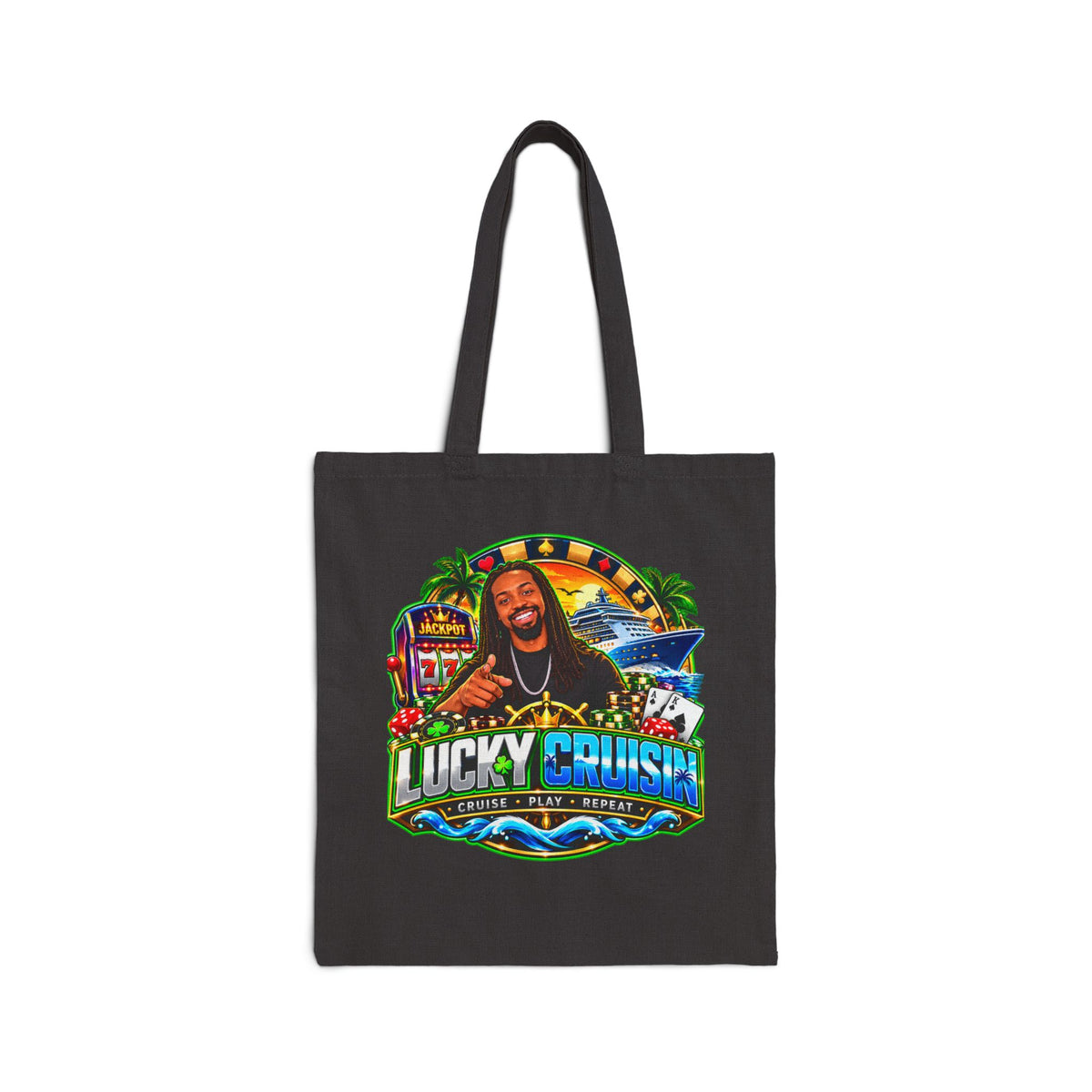 Lucky Cruise Tote Bag - Casino Cruise Vacation Canvas Shopper