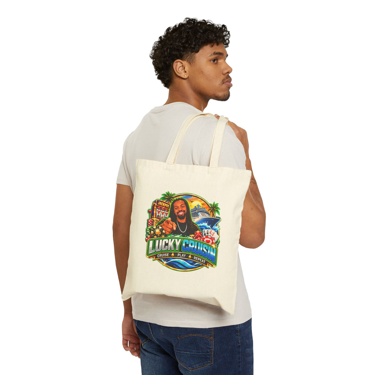 Lucky Cruisin' Tote Bag — Cruise Vacation Canvas Shopper