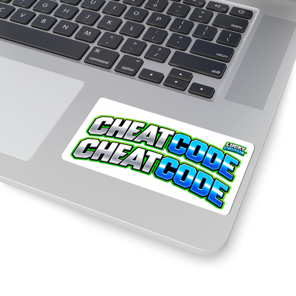 Cheat Code Vinyl Sticker — Retro Gamer Logo Kiss-Cut Laptop Decal